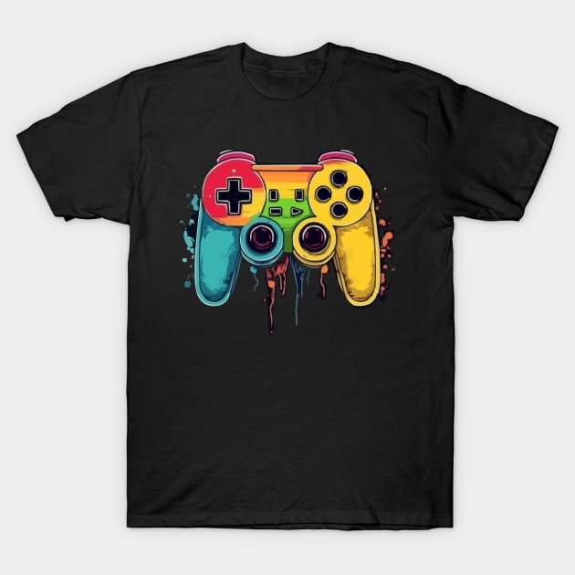 Retro Rainbow Video Game Console Controller for Gamer T-Shirt by Pixy Official